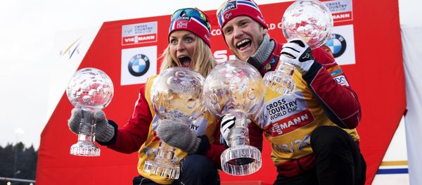 Norway's Therese Johaug (L) and Norway's Martin Johnsrud Sundby pose with their overall World Cup trophies during the winners presentation at the FIS Cross-Country World Cup on March 16, 2014 in Falun Norway's Therese Johaug (L) and Norway's Martin Johnsrud Sundby pose with their overall World Cup trophies during the winners presentation at the FIS Cross-Country World Cup on March 16, 2014 in Falun - Sputnik International