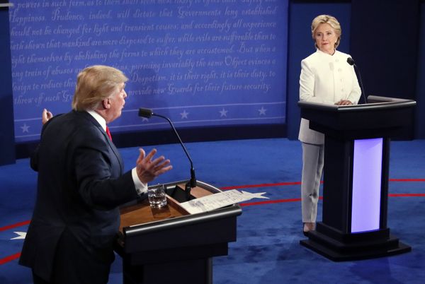 Democratic presidential nominee Hillary Clinton and Republican presidential nominee Donald Trump debate during the third presidential debate at UNLV in Las Vegas Democratic presidential nominee Hillary Clinton and Republican presidential nominee Donald Trump debate during the third presidential debate at UNLV in Las Vegas - Sputnik International