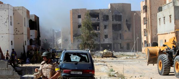 Fighters of Libyan forces allied with the U.N.-backed government gather at the eastern frontline of fighting with Islamic State militants, in Sirte, Libya - Sputnik International
