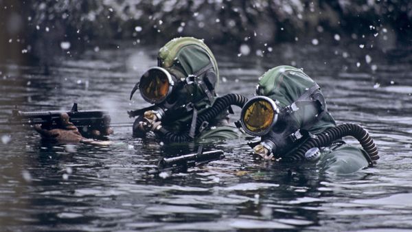 Soldiers of the Russian Northern Fleet’s Underwater Sabotage Forces and Means (PDSS) perform a combat mission in the Barents Sea. - Sputnik International