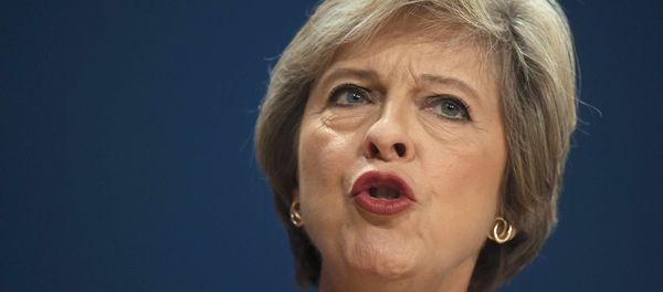 Britain's Prime Minister Theresa May gives her speech on the final day of the annual Conservative Party Conference in Birmingham, Britain, October 5, 2016. - Sputnik International