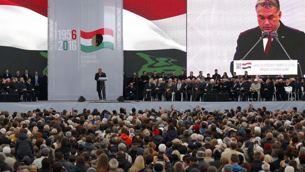 Hungarian Prime Minister Viktor Orban speaks during a ceremony marking the 60th anniversary of 1956 anti-Communist uprising in Budapest, Hungary, October 23, 2016. - Sputnik International