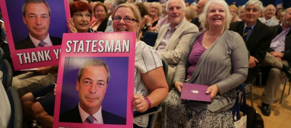 UKIP supporters hold placards of outgoing anti-EU UK Independence Party (UKIP) leader Nigel Farage at the UKIP Autumn Conference in Bournemouth, on the southern coast of England, on September 16, 2016. UKIP supporters hold placards of outgoing anti-EU UK Independence Party (UKIP) leader Nigel Farage at the UKIP Autumn Conference in Bournemouth, on the southern coast of England, on September 16, 2016. - Sputnik International
