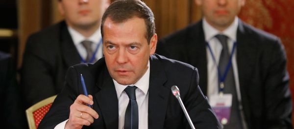 Russian Prime Minister Dmitri Medvedev at an extended session of the Eurasian Intergovernmental Council with the participation of delegations Russian Prime Minister Dmitri Medvedev at an extended session of the Eurasian Intergovernmental Council with the participation of delegations - Sputnik International
