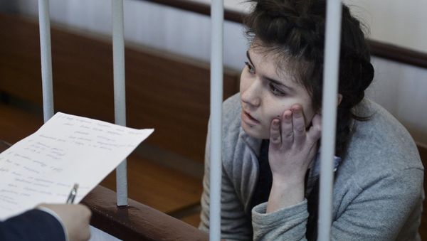 Moscow State University student Varvara Karaulova charged with attempting to join ISIS, at a hearing on her detention extension at the Lefortovsky District Court of Moscow - Sputnik International