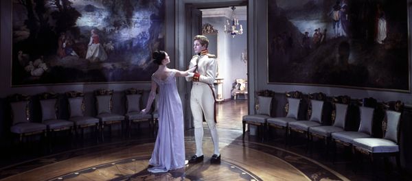 Actors Lyudmila Savelyeva as Natasha and Vassily Lanovoi as Anatole Kouragin on the set of the movie War and Peace based on the Leo Tolstoy novel, directed by Sergei Bondarchuk, written by Sergei Bondarchuk and Vassily Solovyov, Mosfilm Studios, 1965-1967 - Sputnik International