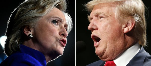 US Democratic presidential nominee Hillary Clinton in Tempe, Arizona, on November 2, 2016 and US Republican Presidential nominee Donald Trump in Warren, Michigan on October 31, 2016. US Democratic presidential nominee Hillary Clinton in Tempe, Arizona, on November 2, 2016 and US Republican Presidential nominee Donald Trump in Warren, Michigan on October 31, 2016. - Sputnik International