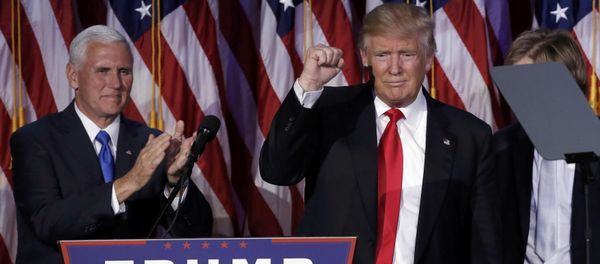 US President-elect Donald Trump and his running mate Mike Pence address their election night rally in Manhattan, New York, US, November 9, 2016. US President-elect Donald Trump and his running mate Mike Pence address their election night rally in Manhattan, New York, US, November 9, 2016. - Sputnik International