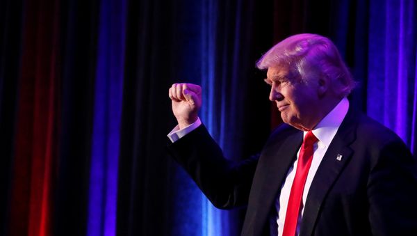 Republican presidential nominee Donald Trump arrives for his election night rally at the New York Hilton Midtown in Manhattan, New York, U.S., November 9, 2016 - Sputnik International