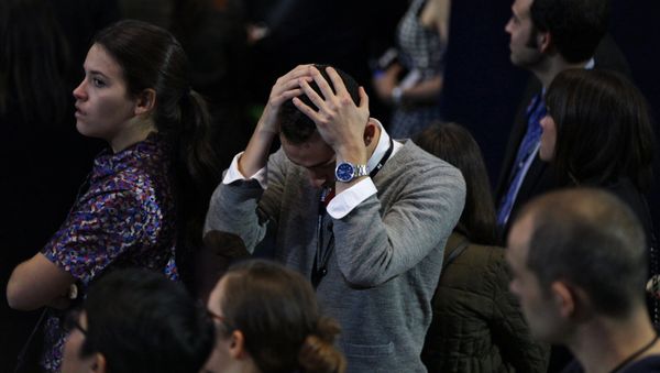 Supporters of the Democratic candidate Hillary Clinton at the Jacob K. Javits Convention Center in New York follow the vote counting in the US presidential election - Sputnik International