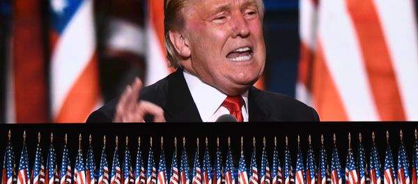 This file photo taken on July 21, 2016 shows US Republican presidential candidate Donald Trump speaks on the last day of the Republican National Convention in Cleveland, Ohio. Donald Trump said on November 9, 2016 he would bind the nation's deep wounds and be a president for all Americans, as he praised his defeated rival Hillary Clinton. This file photo taken on July 21, 2016 shows US Republican presidential candidate Donald Trump speaks on the last day of the Republican National Convention in Cleveland, Ohio. Donald Trump said on November 9, 2016 he would bind the nation's deep wounds and be a president for all Americans, as he praised his defeated rival Hillary Clinton. - Sputnik International