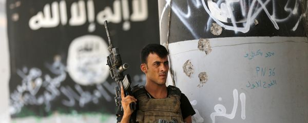 A member of Iraqi counterterrorism forces stands guard near Islamic State group militant graffiti in Fallujah, Iraq (File) A member of Iraqi counterterrorism forces stands guard near Islamic State group militant graffiti in Fallujah, Iraq (File) - Sputnik International