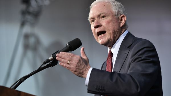 Senator Jeff Sessions, R-AL, speaks at a rally for Republican presidential nominee Donald Trump at Ambridge Area Senior High School on October 10, 2016 in Ambridge, Pennsylvania Senator Jeff Sessions, R-AL, speaks at a rally for Republican presidential nominee Donald Trump at Ambridge Area Senior High School on October 10, 2016 in Ambridge, Pennsylvania - Sputnik International