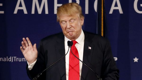 In this Dec. 7, 2015, file photo, Republican presidential candidate, businessman Donald Trump, speaks during a rally coinciding with Pearl Harbor Day at Patriots Point aboard the aircraft carrier USS Yorktown in Mt. Pleasant, S.C. - Sputnik International