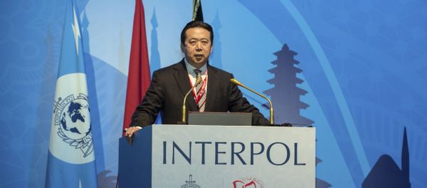 In this photo released by Xinhua News Agency, China's Vice Minister of Public Security Meng Hongwei delivers a campaign speech at the 85th session of the general assembly of the International Criminal Police Organization (Interpol), in Bali, Indonesia, Nov. 10, 2016 - Sputnik International