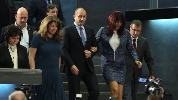 Presidential candidate of the Bulgarian Socialist Party Rumen Radev arrives for a news conference with his wife Desislava in Sofia, Bulgaria, November 13, 2016. Presidential candidate of the Bulgarian Socialist Party Rumen Radev arrives for a news conference with his wife Desislava in Sofia, Bulgaria, November 13, 2016. - Sputnik International