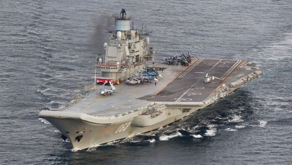 Russian aircraft carrier Admiral Kuznetsov in international waters off the coast of Northern Norway on October 17, 2016. - Sputnik International