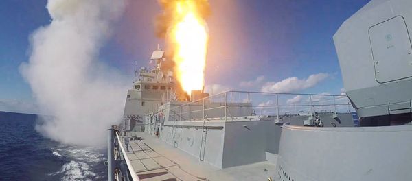 Admiral Grigorovich frigate launches Kalibr missiles on terrorist targets in Syria Admiral Grigorovich frigate launches Kalibr missiles on terrorist targets in Syria - Sputnik International
