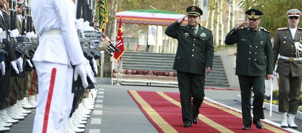 In this picture released by the Iranian Defense Ministry, Chinese Defense Minister Chang Wanquan, center, reviews an honor guard while he is welcomed by his Iranian counterpart Gen. Hossein Dehghan, in Tehran, Iran, Monday, Nov. 14, 2016 In this picture released by the Iranian Defense Ministry, Chinese Defense Minister Chang Wanquan, center, reviews an honor guard while he is welcomed by his Iranian counterpart Gen. Hossein Dehghan, in Tehran, Iran, Monday, Nov. 14, 2016 - Sputnik International