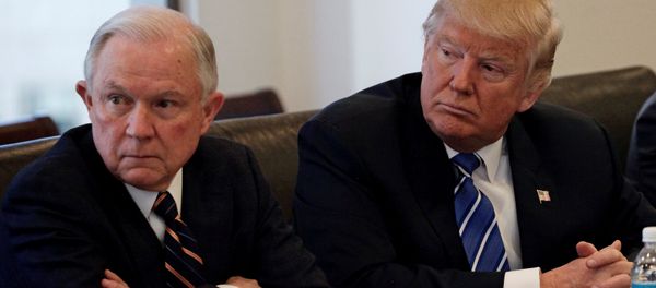 Donald Trump sits with U.S. Senator Jeff Sessions (R-AL) at Trump Tower in Manhattan, New York, U.S., October 7, 2016 - Sputnik International