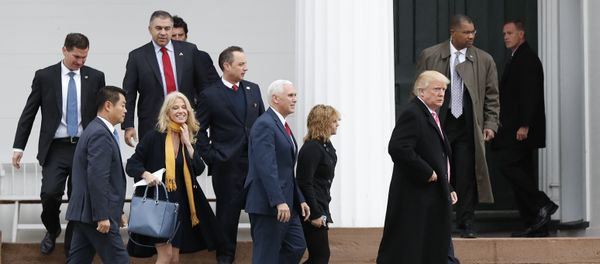 President-elect Donald Trump, foreground from right, Charlotte Pence, Vice President-elect Mike Pence, incoming White House Chief of Staff Reince Priebus and Kellyanne Conway leave services at Lamington Presbyterian Church in Bedminster, N.J., Sunday, Nov. 20, 2016. President-elect Donald Trump, foreground from right, Charlotte Pence, Vice President-elect Mike Pence, incoming White House Chief of Staff Reince Priebus and Kellyanne Conway leave services at Lamington Presbyterian Church in Bedminster, N.J., Sunday, Nov. 20, 2016. - Sputnik International