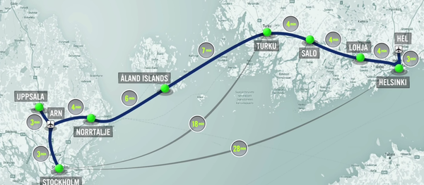 Hyperloop One has formed a partnership with FS Links Ab, to study a potential hyperloop route linking Helsinki and Stockholm the capital cities of Finland and Sweden, routing via the Åland Islands which lie between the two countries in the Baltic Sea. Hyperloop One has formed a partnership with FS Links Ab, to study a potential hyperloop route linking Helsinki and Stockholm the capital cities of Finland and Sweden, routing via the Åland Islands which lie between the two countries in the Baltic Sea. - Sputnik International