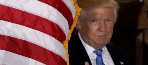 U.S. President-elect Donald Trump gestures to the news media as he appears outside the main clubhouse at Trump National Golf Club in Bedminster, New Jersey, U.S., November 20, 2016. - Sputnik International