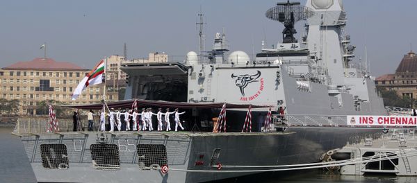 Indian naval sailors march during the commissioning ceremony of INS Chennai in Mumbai, India - Sputnik International