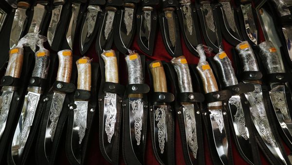 Hunting knives at the Hunting and Fishing-2015 International Exhibition in the Expoforum Center in St Petersburg. (File) - Sputnik International