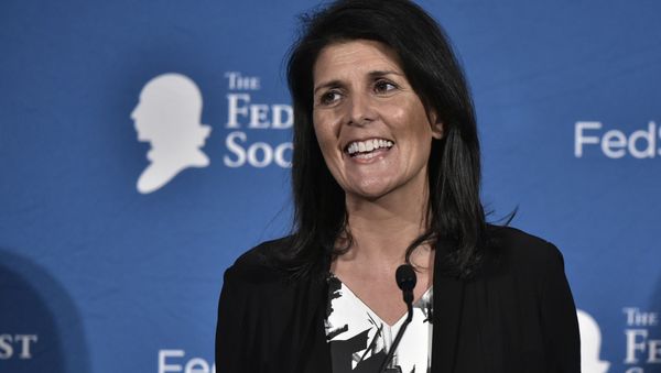South Carolina Governor Nikki Haley during the 2016 National Lawyers Convention sponsored by the Federalist Society in Washington, DC. (File) South Carolina Governor Nikki Haley during the 2016 National Lawyers Convention sponsored by the Federalist Society in Washington, DC. (File) - Sputnik International