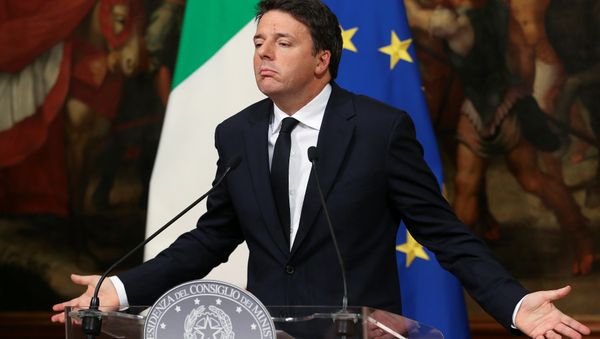 Italian Prime Minister Matteo Renzi leads a news conference to mark his 1000 days in government in Rome, Italy, November 18, 2016 Italian Prime Minister Matteo Renzi leads a news conference to mark his 1000 days in government in Rome, Italy, November 18, 2016 - Sputnik International
