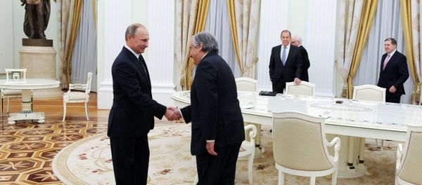 Russian President Vladimir Putin met witn newly elect UN secretary general Attonio Guterres Russian President Vladimir Putin met witn newly elect UN secretary general Attonio Guterres - Sputnik International