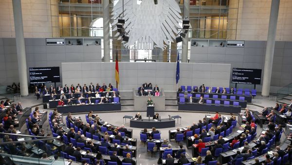 German Chancellor Angela Merkel speaks during a meeting at the lower house of parliament Bundestag on 2017 budget in Berlin, Germany, November 23, 2016 - Sputnik International