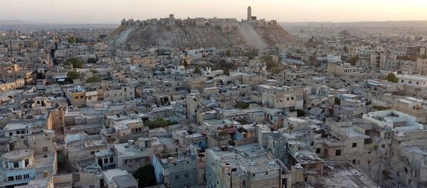 A general view taken with a drone shows Aleppo's historic citadel, controlled by forces loyal to Syria's President Bashar al-Assad, as seen from a rebel-held area of Aleppo, Syria, October 12, 2016 A general view taken with a drone shows Aleppo's historic citadel, controlled by forces loyal to Syria's President Bashar al-Assad, as seen from a rebel-held area of Aleppo, Syria, October 12, 2016 - Sputnik International