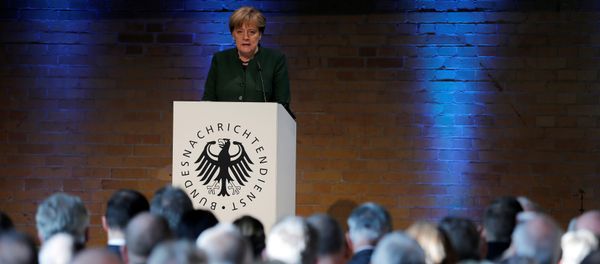 German Chancellor Angela Merkel gives a speech at the 60th anniversary of the founding of the German Intelligence Services (BND) in Berlin, Germany German Chancellor Angela Merkel gives a speech at the 60th anniversary of the founding of the German Intelligence Services (BND) in Berlin, Germany - Sputnik International