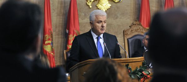 The newly elected Montenegrin Prime Minister Dusko Markovic (C) delivers a speech during a ceremony at the Montenegro Parliament in Podgorica The newly elected Montenegrin Prime Minister Dusko Markovic (C) delivers a speech during a ceremony at the Montenegro Parliament in Podgorica - Sputnik International
