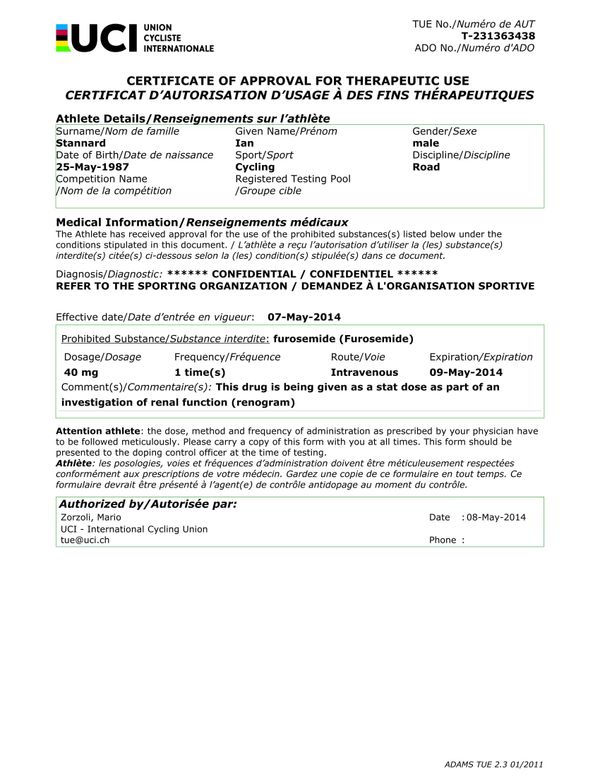 Documents provided by the Fancy Bears concerning Ian Stannard Documents provided by the Fancy Bears concerning Ian Stannard - Sputnik International