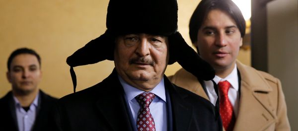 General Khalifa Haftar (C), commander in the Libyan National Army (LNA), leaves after a meeting with Russian Foreign Minister Sergei Lavrov in Moscow, Russia, November 29, 2016. General Khalifa Haftar (C), commander in the Libyan National Army (LNA), leaves after a meeting with Russian Foreign Minister Sergei Lavrov in Moscow, Russia, November 29, 2016. - Sputnik International