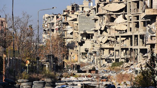 Destruction is seen in Aleppo's Bustan al-Basha neighbourhood on November 28, 2016, during Syrian pro-government forces assault to retake the entire northern city from rebel fighters. Destruction is seen in Aleppo's Bustan al-Basha neighbourhood on November 28, 2016, during Syrian pro-government forces assault to retake the entire northern city from rebel fighters. - Sputnik International