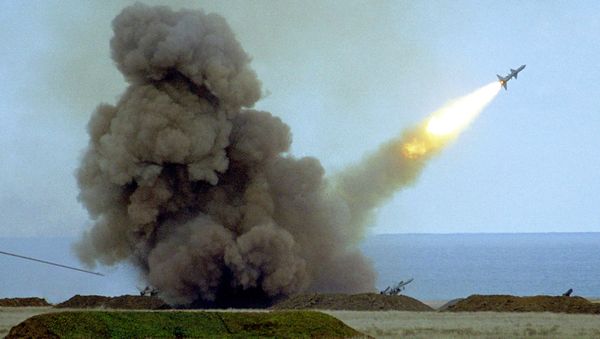 An anti-aircraft defense missile C-75  launched by Ukrainian army - Sputnik International