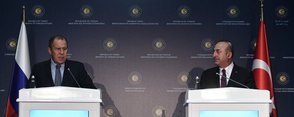Russian Foreign Minister Sergei Lavrov, left, and Turkish Foreign Minister Mevlut Cavusoglu at a news conference following a meeting in Turkey Russian Foreign Minister Sergei Lavrov, left, and Turkish Foreign Minister Mevlut Cavusoglu at a news conference following a meeting in Turkey - Sputnik International