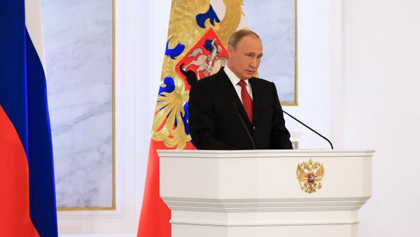 December 1, 2016. Russian President Vladimir Putin delivers his Annual Presidential Address to the Federal Assembly at the Kremlin's St. George Hall. - Sputnik International