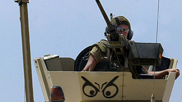 A Norwegian soldier, his armoured vehicle decorated with a Vicking helmet A Norwegian soldier, his armoured vehicle decorated with a Vicking helmet - Sputnik International