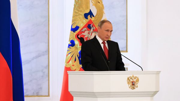 Russian President Vladimir Putin delivers his Annual Presidential Address to the Federal Assembly at the Kremlin's St. George Hall - Sputnik International
