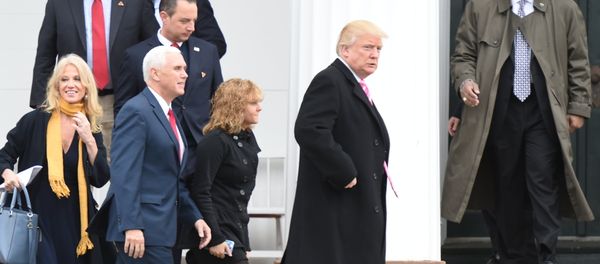 US President-elect Donald Trump(2nd-R) and Vice President-elect Mike Pence(C) leave the Lamington Presbyterian Church after Sunday services in Bedminster, New Jersey November 20, 2016 US President-elect Donald Trump(2nd-R) and Vice President-elect Mike Pence(C) leave the Lamington Presbyterian Church after Sunday services in Bedminster, New Jersey November 20, 2016 - Sputnik International