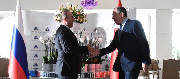 Russian Foreign Minister Sergei Lavrov, right, and Turkish Foreign Minister Mevlut Cavusoglu meet in Turkey - Sputnik International