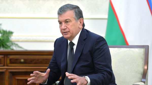 Prime Minister of Uzbekistan Shavkat Mirziyoyev at a meeting with Russian President Vladimir Putin at the Forum Palace, a Samarkand residence of the President of Uzbekistan. File photo - Sputnik International
