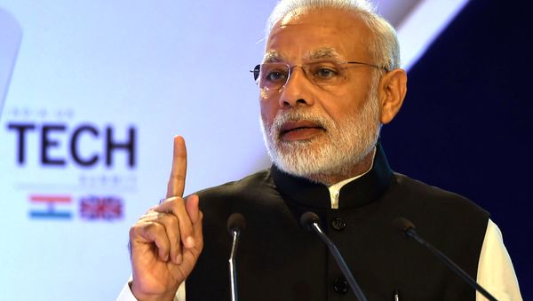 India's Prime Minister Narendra Modi gestures as he speaks at The India-UK Tech Summit in New Delhi on November 7, 2016 India's Prime Minister Narendra Modi gestures as he speaks at The India-UK Tech Summit in New Delhi on November 7, 2016 - Sputnik International