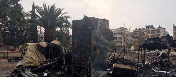 Russian Defense Ministry mobile hospital in Aleppo was shelled by militants Russian Defense Ministry mobile hospital in Aleppo was shelled by militants - Sputnik International