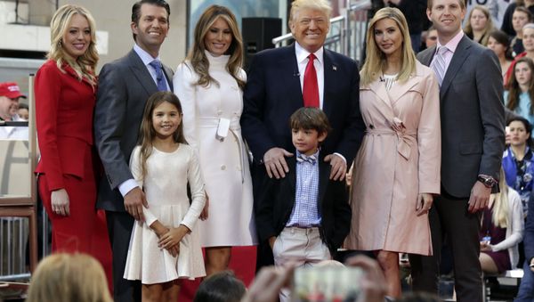 Republican presidential candidate Donald Trump, fourth from left, poses for a photo with family members on the NBC Today television program, in New York, Thursday, April 21, 2016 Republican presidential candidate Donald Trump, fourth from left, poses for a photo with family members on the NBC Today television program, in New York, Thursday, April 21, 2016 - Sputnik International